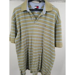 Tommy Hilfiger Short Sleeve‎ Green with Stripes Polo Shirts Men XL